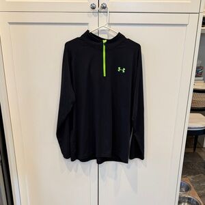 Under Armour men’s black Long Sleeve 1/4 zip with Neon Green Accents